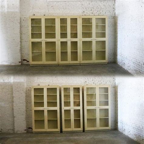 Industrial Metal Cabinet Glass Doors For Display Or Bookcase At 1stdibs