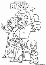 Bheem Chota Coloring Kids Pages Print Printable Sketch Choota Color Search sketch template