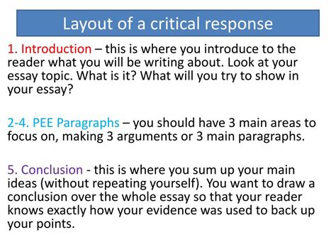 write  critical response powerpoint