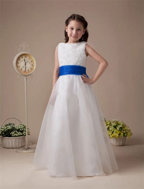 blue and white flower girl dresses for weddings organza flower girls