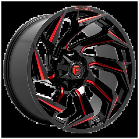 offset fuel rims  reaction gloss black milled  red tint