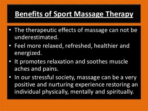 Sport Massage Therapy Ppt