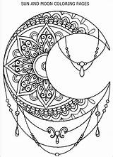 Mandala Crescent Coloring sketch template