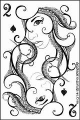 Cards Spades Deviantart Choose Board Two Playing Queen sketch template