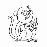 Comendo Colorare Macaco Scimmia Mangia Sole Vetorial sketch template