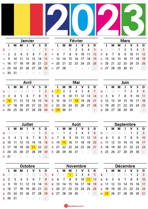 calendrier  avec numero de semaine belgique en  calendrier fete du travail payasage
