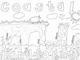 Coastal Landforms Geography Colouring Revision sketch template