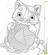 Coloring Kitten Yarn Fluffy Cat Pages Playing Ball Outline Preview Getcolorings Getdrawings Color Fascinating sketch template
