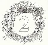 Kleurplaten Zentangle Kalender Volwassenen Avent Calendrier Wreath Zentangles sketch template