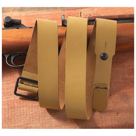 french military leather rifle slings light brown  gun