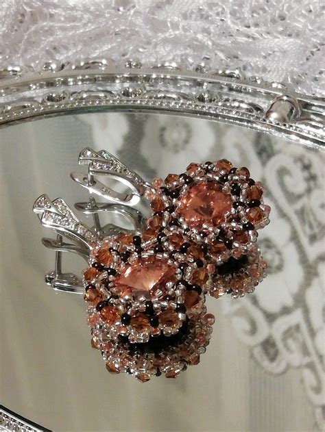 Серьги из коллекции Очарование цвет персик с шоколадом заказать