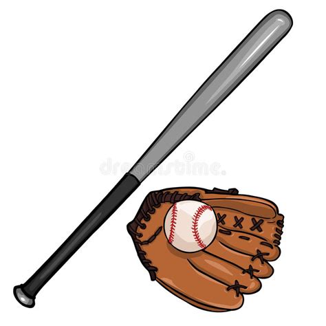 baseball ball and bat cartoon clip art stock vector