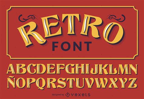 retro font alphabet vector