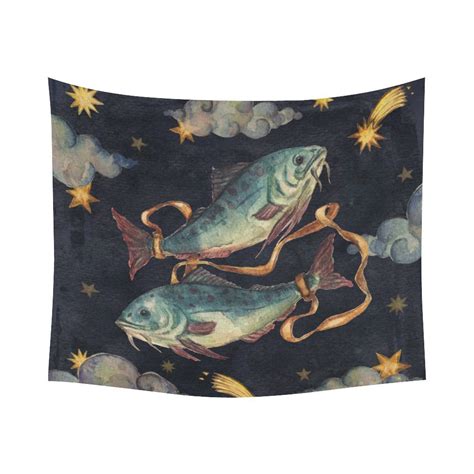 warm  vintage retro pisces painting home decor wall art zodiac signs pisces tapestry wall