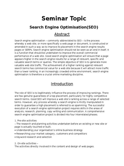 seminar sample report search engine optimization electronic voting