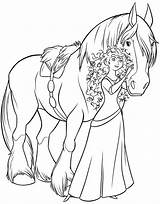 Merida Colorir Colorare Valente Angus Rebelle Horse Princesa Saltano Fido Principesse Cavalli Colora sketch template