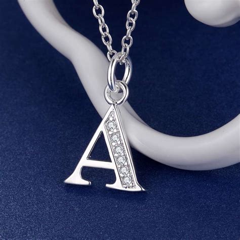 letter  pendant necklaces silver plated necklaces silver trendy
