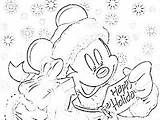 Disney Coloring Christmas Pages Cartoon Printables Xmas Holiday Mickey Mouse Happy sketch template
