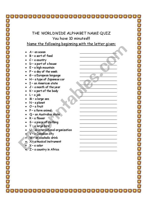 alphabet quiz esl worksheet  davidalikaee