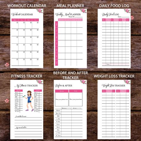 printable fitness planner fitness planner inserts personal etsy