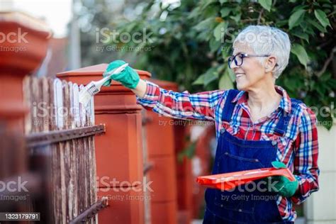 photo libre de droit de belles femmes matures peignant la clôture