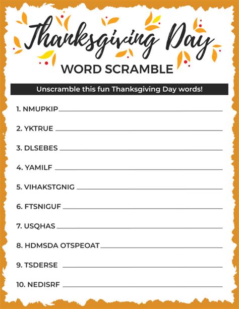 thanksgiving word scramble stylish life  moms