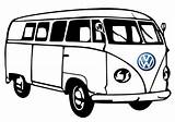 Bus Combi Camionnette Drawing T1 Kombi Transportation Colorier Campervan Printable T5 Coloriages T2 Hippie Hooded Bulli T6 Komputer Ando sketch template