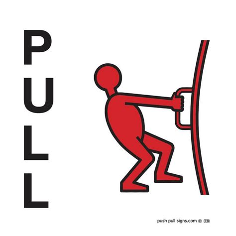 stick man push  pull signs green  red easy clear signage
