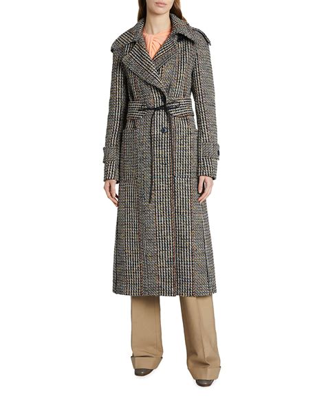 Victoria Beckham Multi Tweed Fitted Trench Coat And