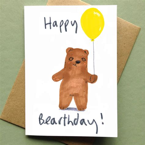 happy birthday bear card  jo clark design notonthehighstreetcom