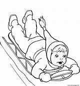 Coloring Sled Sledding Hiver Saison Nature Preschoolers Yellowimages Coloriages sketch template