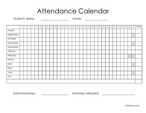 printable daycare attendance sheet template