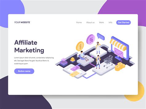landing page template   shopping affiliate marketing illustration concept isometric