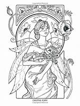 Coloring Pages Fairy Gothic Fairies Printable Adult House Nouveau Mystical Mermaid Anime Fantasy Elf Book Color Getcolorings Elves Mythical Fresh sketch template