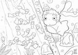 Ponyo Ghibli Miyazaki Hayao トトロ Kiki Coloringhome Spirited Totoro Popular sketch template