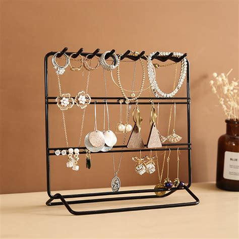 generic  layer jewelry earring necklace ring organizer stand storage hook holder display rack