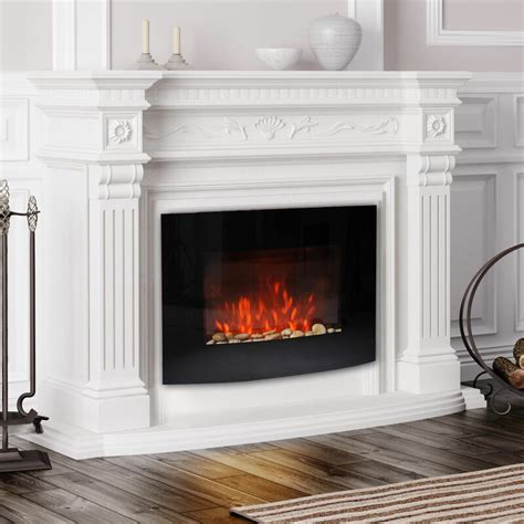 Homcom Curved Glass Electric Fireplace And Reviews Wayfair