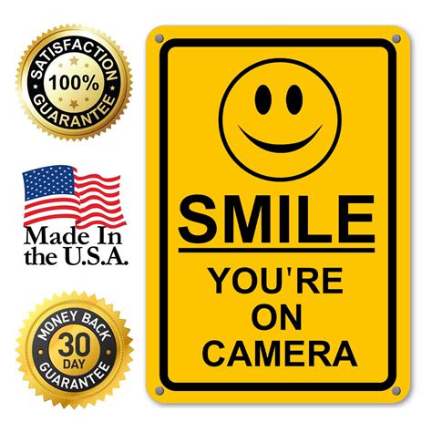 smile youre  camera sign yellow plastic   rust  etsy