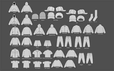 vector apparel mockup set collection mens  shirt trucker hoodie