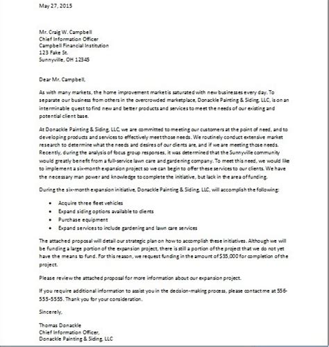 funding proposal letter sample