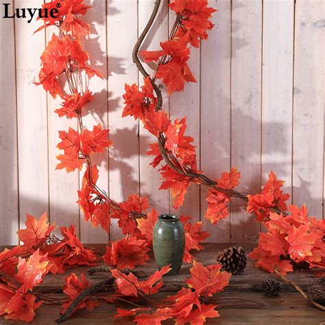 luyue 5 pieces 235cm artificial flower vine red leaf rattan artificial