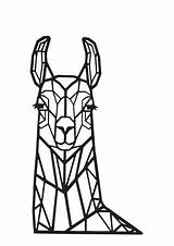 Figuren Geometrische Dieren Lama Alpaca Topkleurplaat Bord Geometrisch sketch template