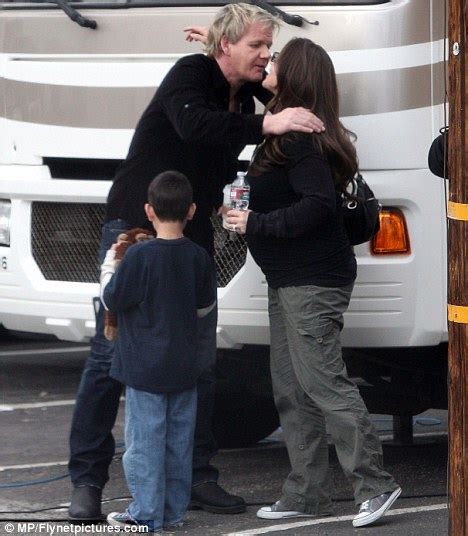 gordon ramsay greeted by a kiss from an admirer on set of new american show after £30k hair