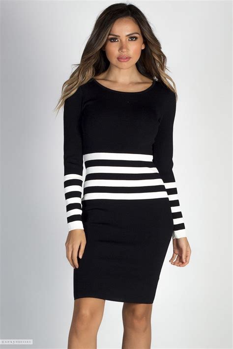 change  stripes black white striped sweater dress