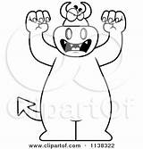 Devil Big Cartoon Attacking Outlined Clipart Cory Thoman Coloring Vector sketch template