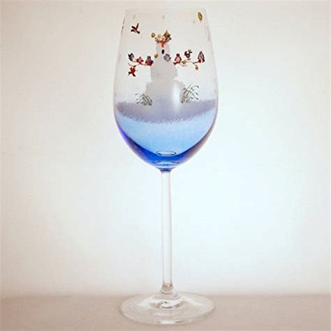 Bird Loving Snowman Hand Painted Tall Wine Glass 20 Oz 10 35 In