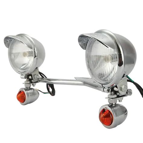 set chrome steel motorcycle light bar kit motorbike headlight turn signal fog light  honda