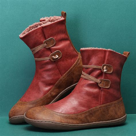 women soft sole slip resistant fur lining slip  comfy casual ankle boots snow boots alexnldcom