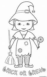Coloring Costume Halloween Witch Trick Treat Pages Printable sketch template
