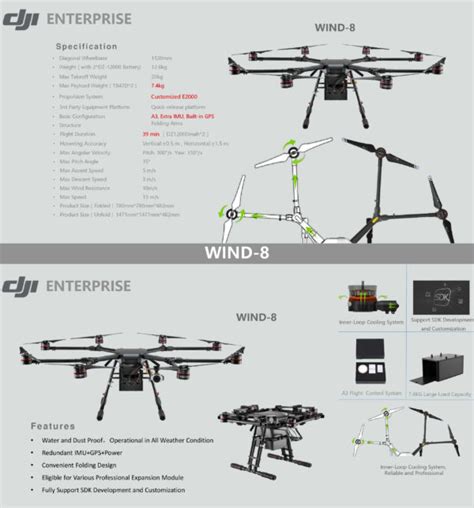 dji wind  industrial octocopter drone ip rain  dust resistance kg payload cp hy